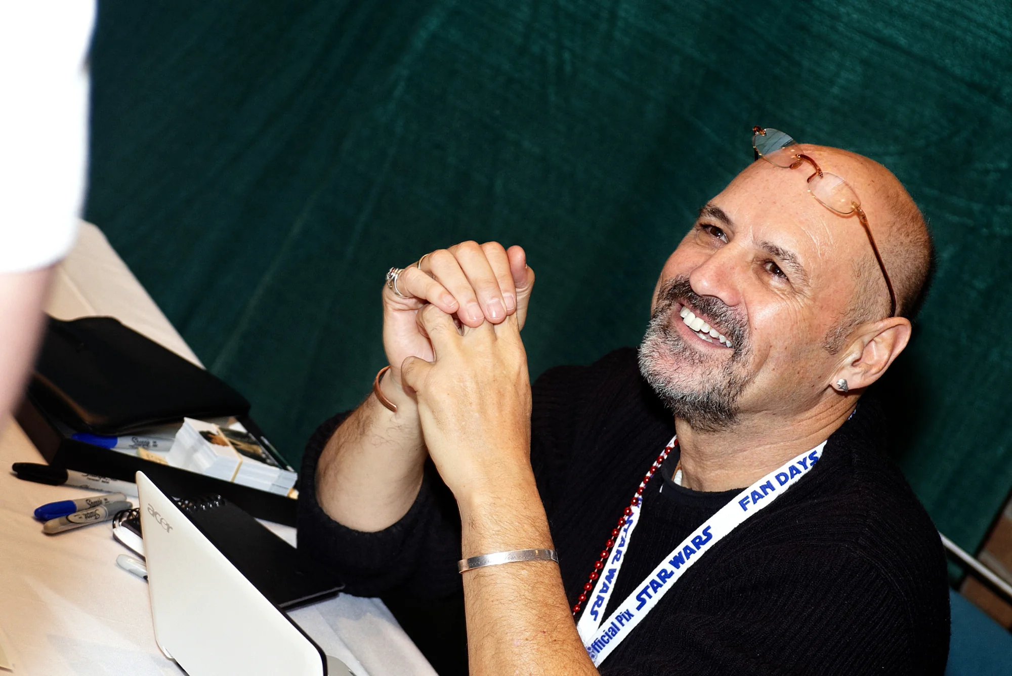 Anthony Forrest smiling and meeting fans at a Star Wars event