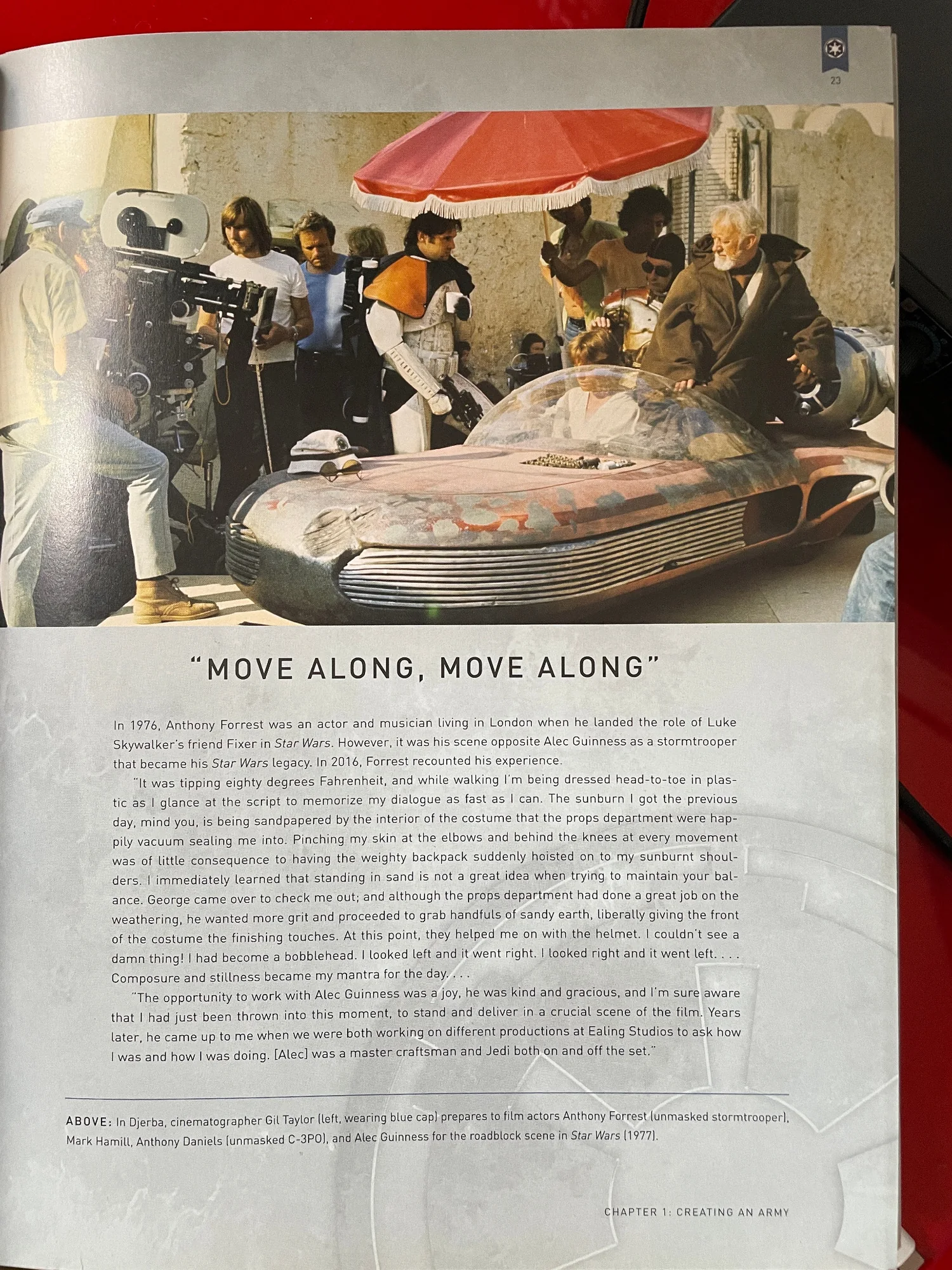 Page about Anthony Forrest and the Move Along scene in a book about Stormtroopers